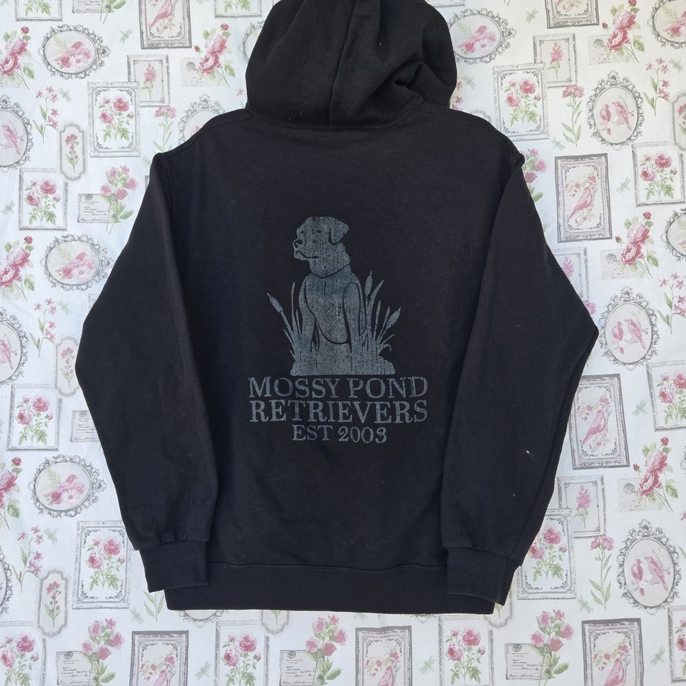 Jerzees NuBlend Black Hoodie Sweatshirt Mossy‎ Pond Retrievers Est 2003 Size M
